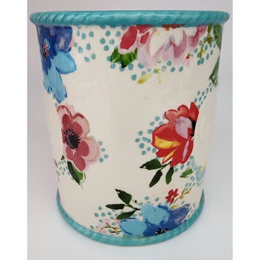 The Pioneer Woman Utensil Holder Melody Stoneware Multicolor Dishwasher Safe EXC